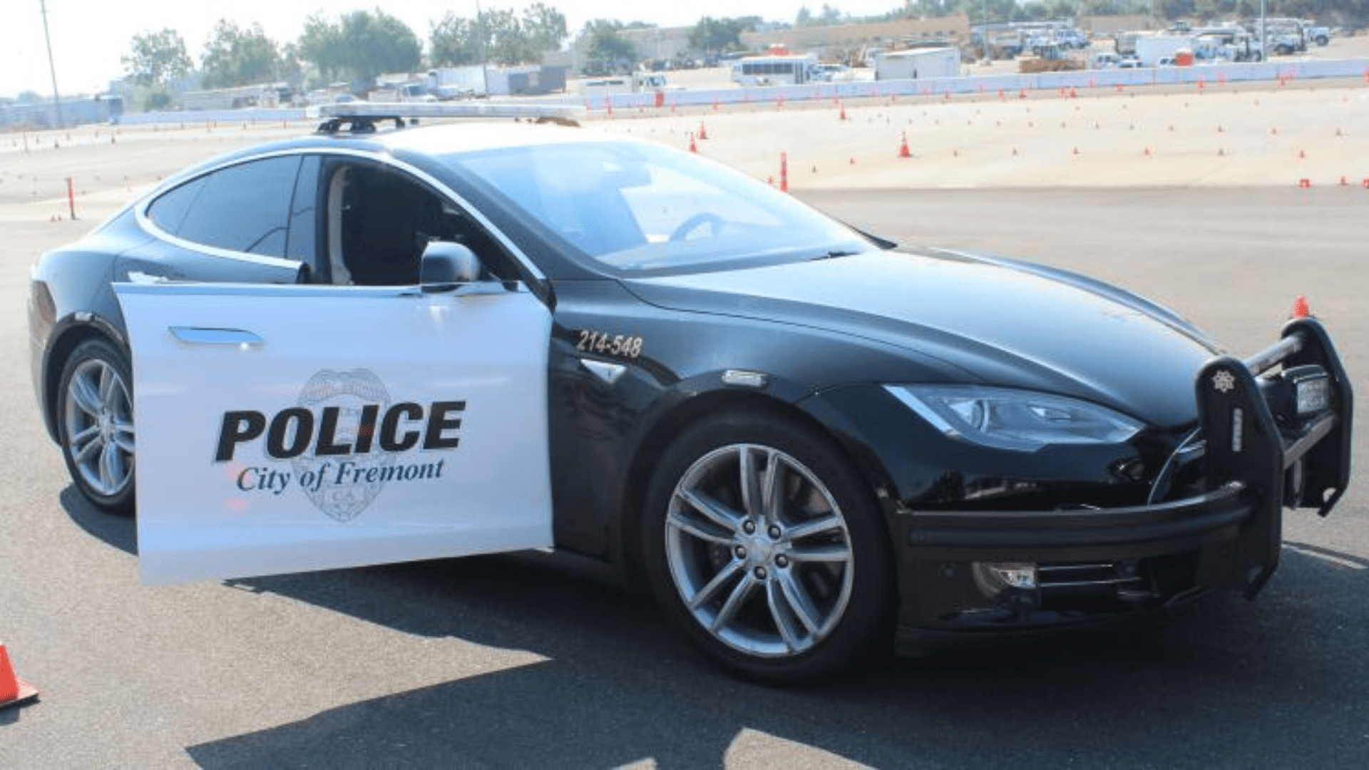 A Tesla Model S patrol car introduced in a pilot program for the Fremont Police Department. (Fremont PD)