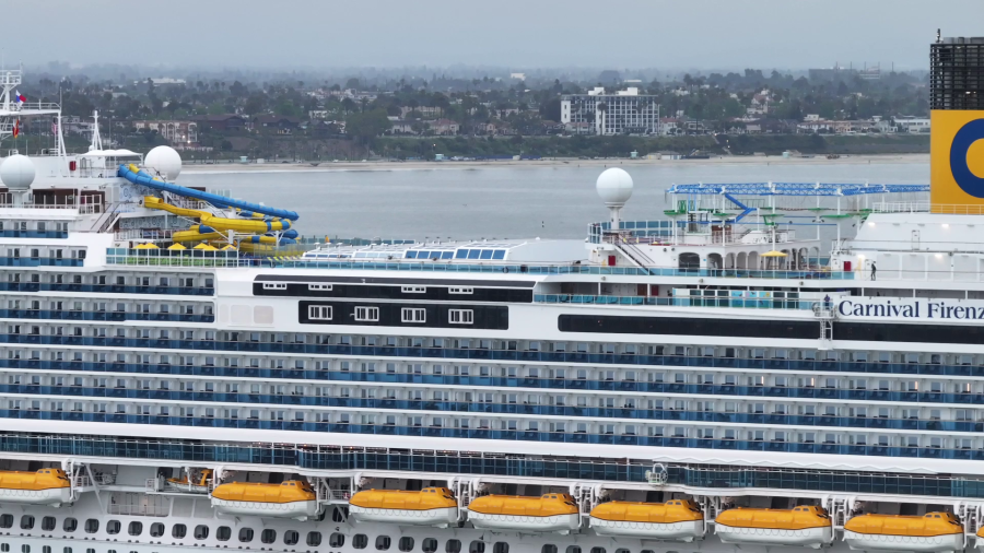 Video shared by Carnival Cruise Line shows the new Carnival Firenze arriving in Long Beach in April 2024. (Carnival Cruise Line)