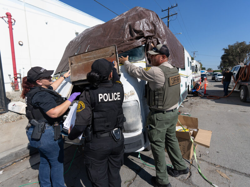 Pathway Home crew members working to remove unsafe and uninhabitable RVs in Los Angeles County. (Pathway Home)