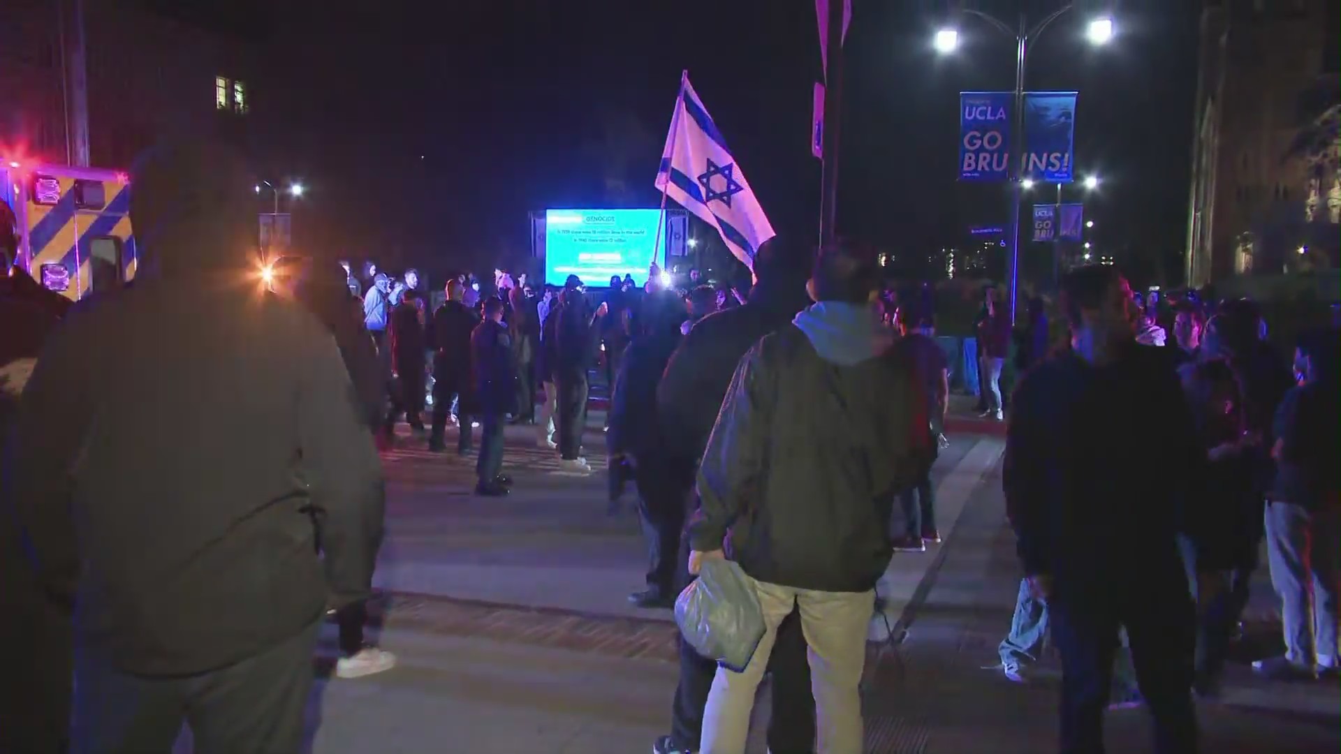 Violence breaks out among pro-Palestinian and pro-Israel protestors at the UCLA campus on April 30, 2024. (KTLA)