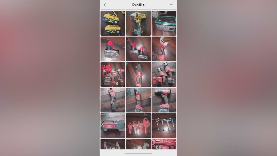 Robert Powerll found some of his stolen tools being sold on the resale app OfferUp. (KTLA)