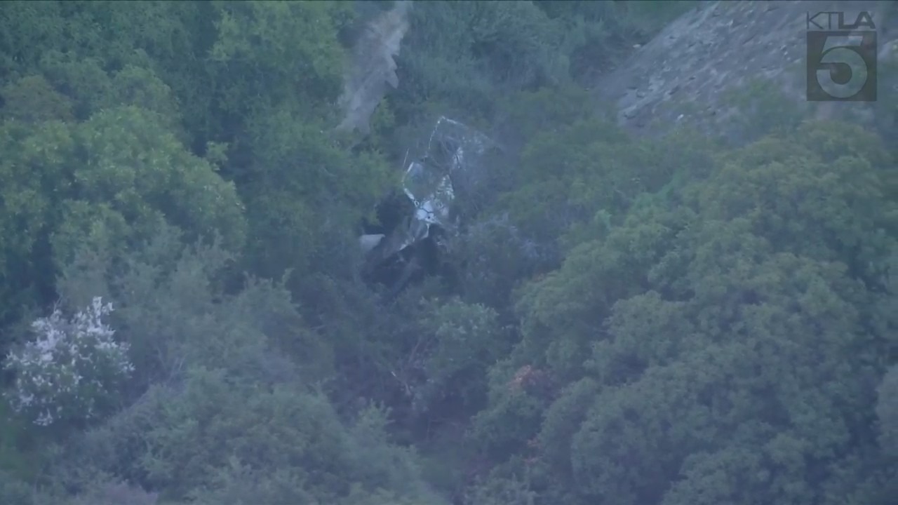 One person was killed after a vehicle crashed off a cliffside in Malibu on April 3, 2024. (KTLA)