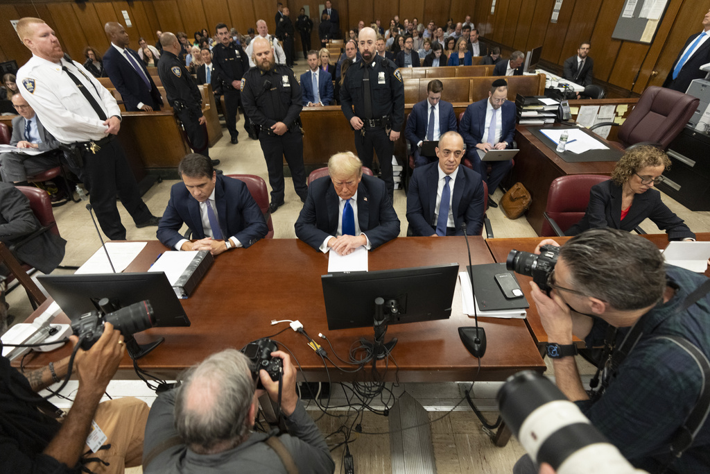 Former President Donald Trump appears at Manhattan criminal court during jury deliberations in his criminal hush money trial in New York, Thursday, May 30, 2024. (Steven Hirsch/New York Post via AP, Pool)