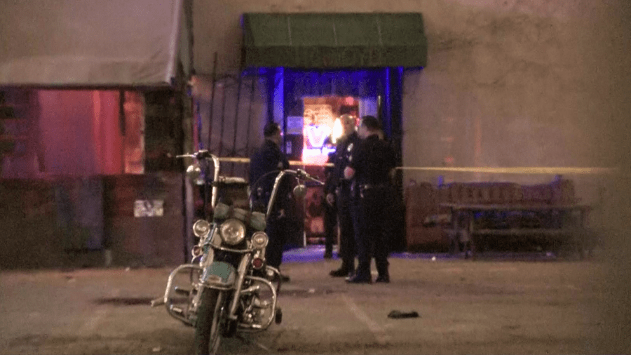 Police respond to a fatal shooting in downtown Los Angeles on May 8, 2024.