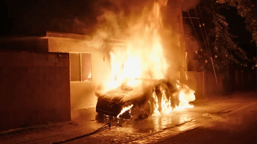 Electric vehicle burns