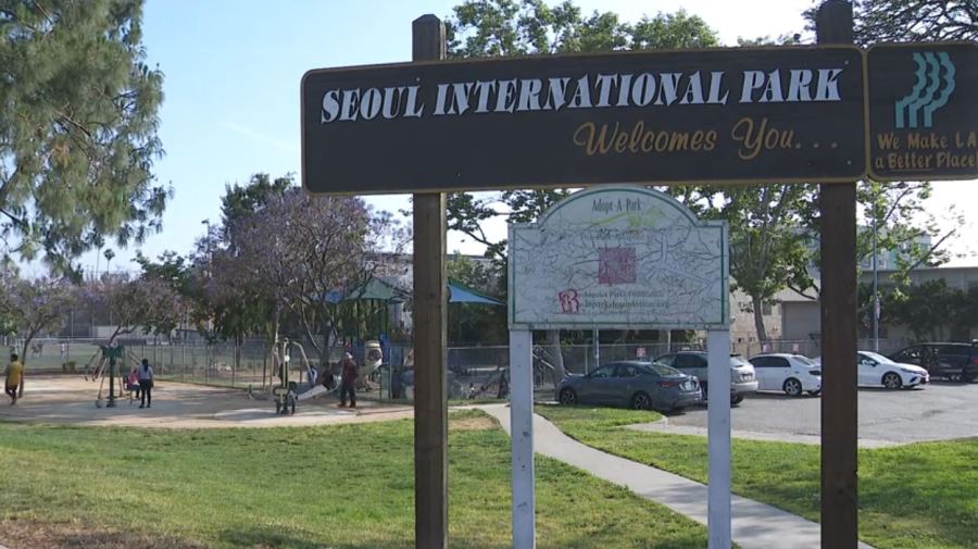 Seoul International Park located on the 3200 block of San Marino Street in the Koreatown neighborhood of Los Angeles. (KTLA)