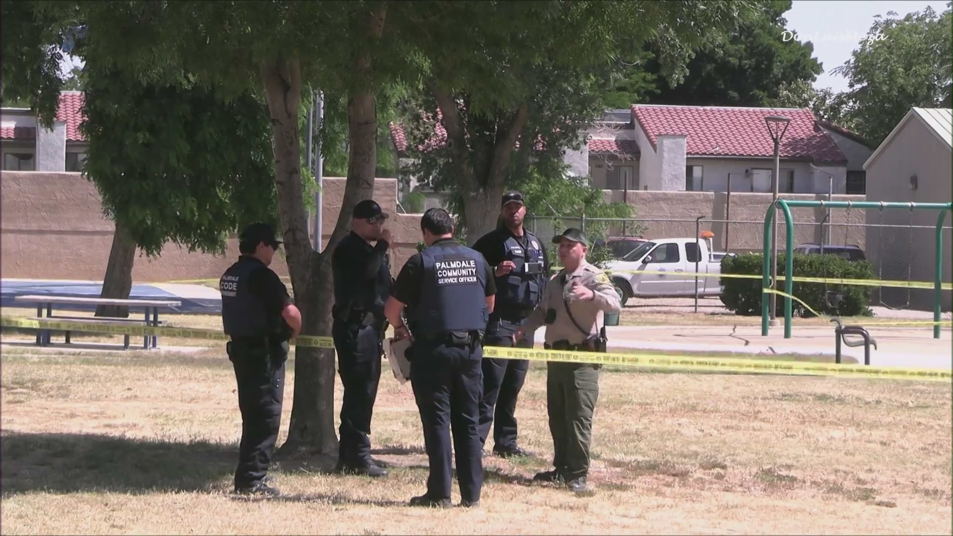 Homicide detectives investigating after a young boy was found dead at a playground at Courson Park in Palmdale on May 22, 2024. (Don Luis Meza)