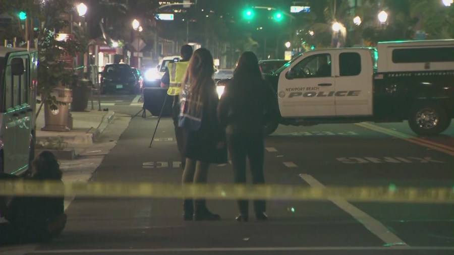 A 14-year-old girl was struck and killed while crossing the street near Balboa Village in Newport Beach on May 25, 2024. (KTLA)