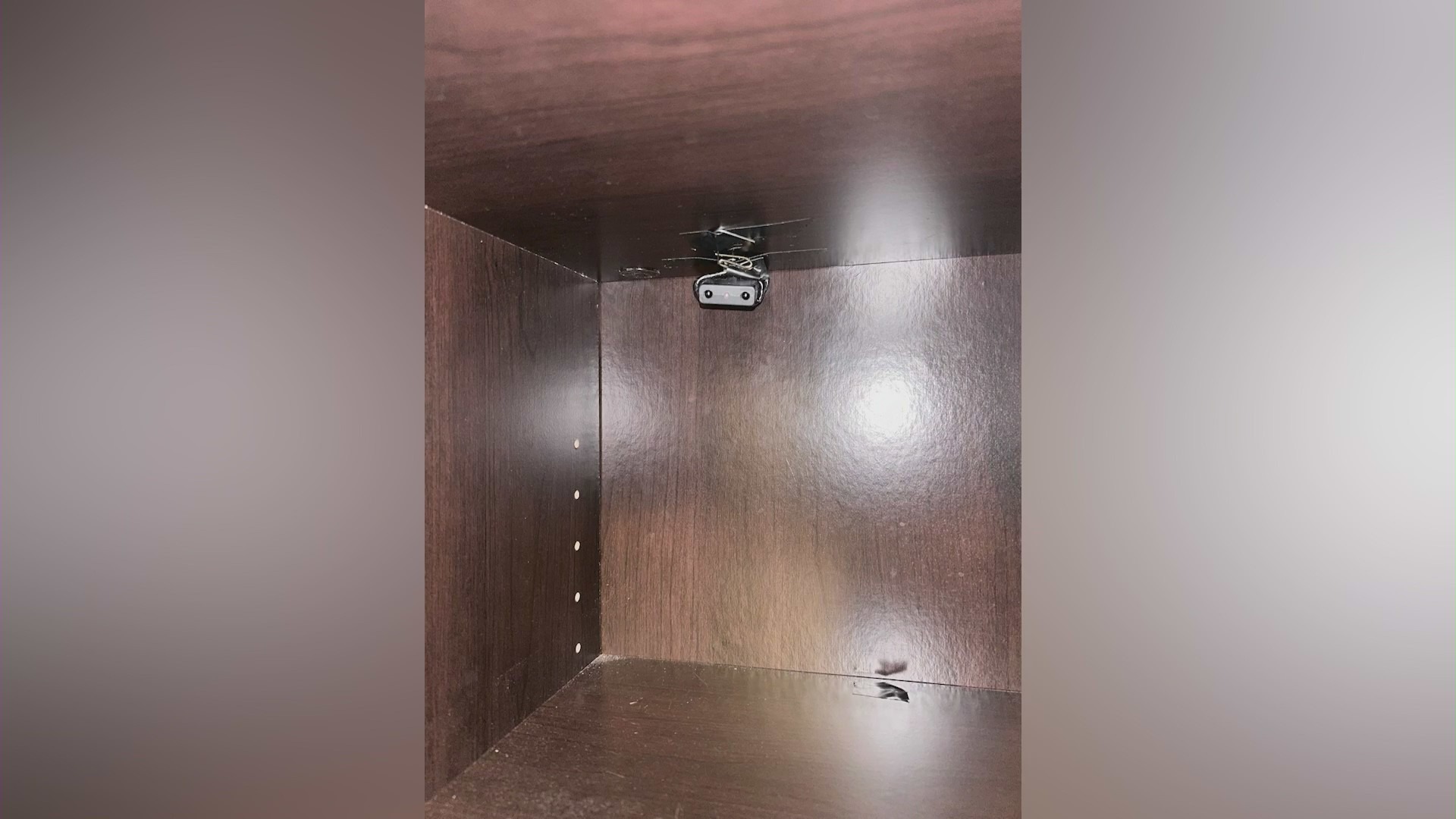 A small hidden camera was discovered inside a public bathroom at a chiropractic office in Valencia, California.