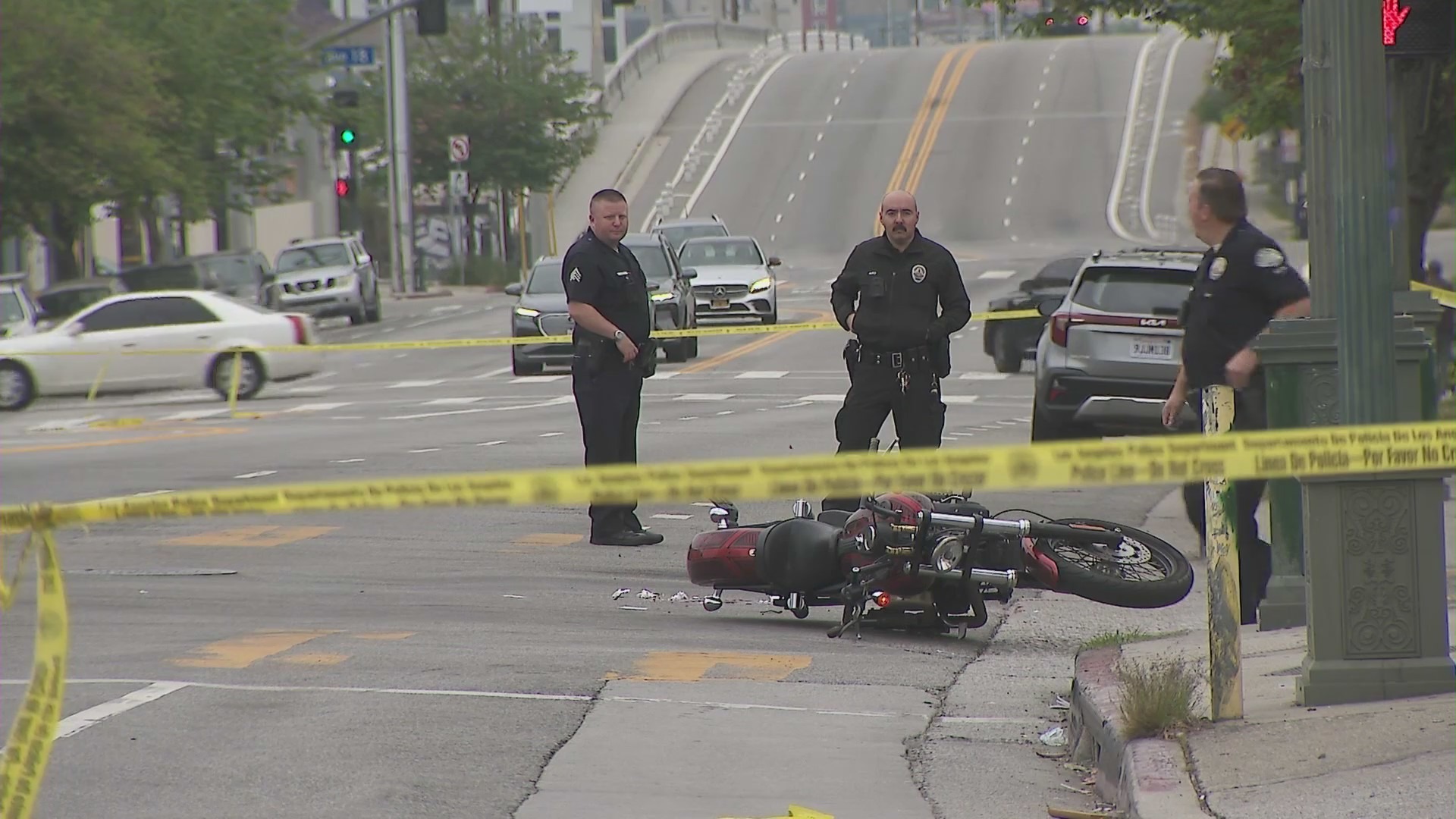 Two hit-and-run drivers remain at large after a motorcyclist was fatally struck in the Lincoln Heights neighborhood on May 18. 2024. (KTLA)