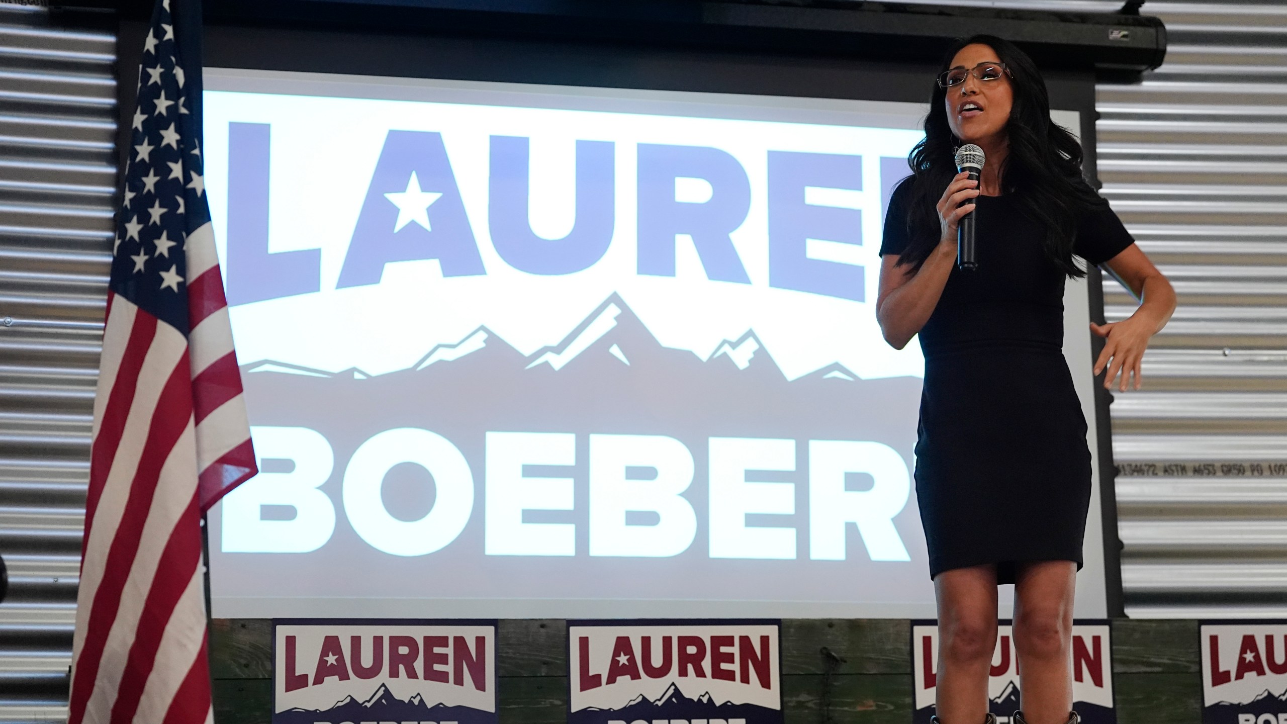 Rep. Lauren Boebert, R-Colo., speaks to supporters during a primary election watch party Tuesday, June 25, 2024, in Windsor, Colo. (AP Photo/David Zalubowski)