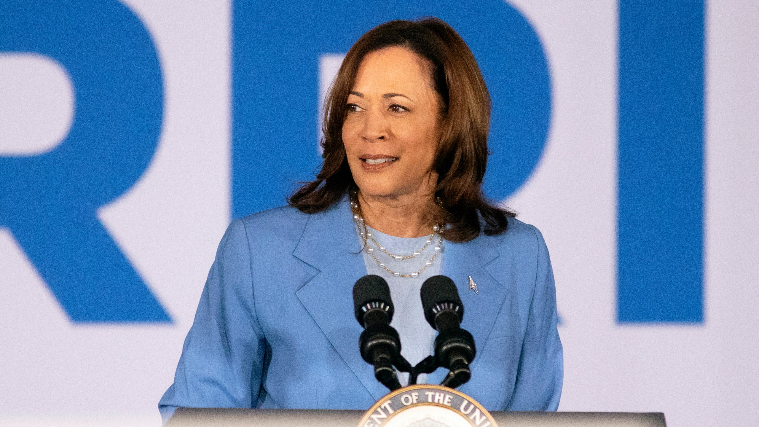 Vice President Kamala Harris speaks during a post debate campaign rally, Friday, June 28, 2024, in Las Vegas. (AP Photo/Ronda Churchill)