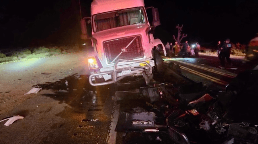 Six-car crash involving semi-truck