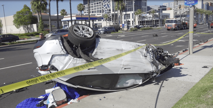 Wrong-way Tesla driver flips into oncoming O.C. traffic