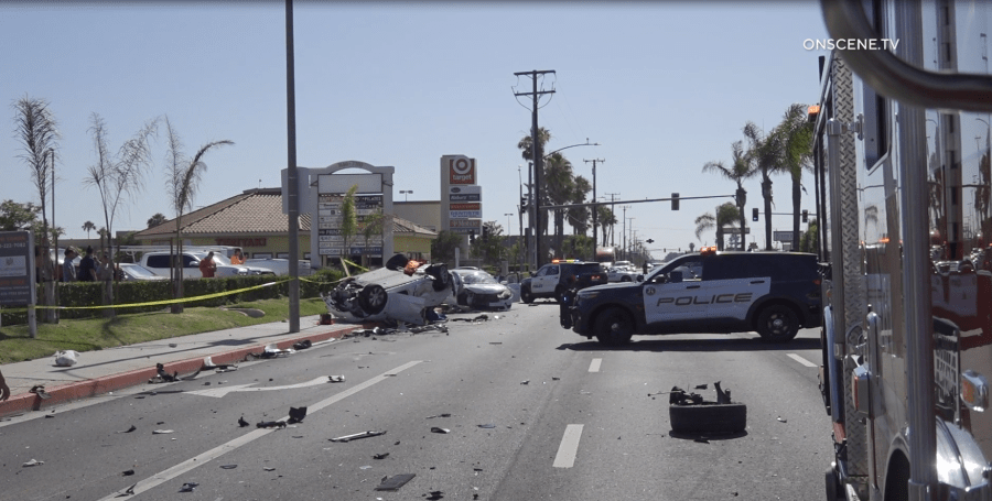 Wrong-way Tesla driver flips into oncoming O.C. traffic