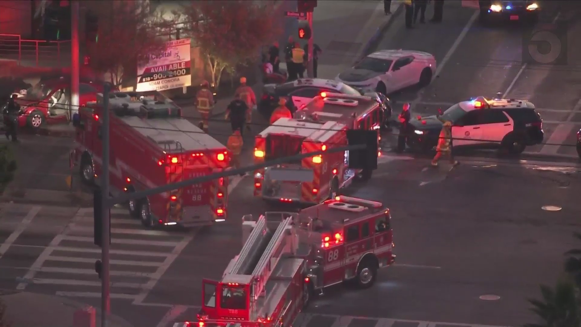 2 hospitalized after 3-car collision involving L.A. police