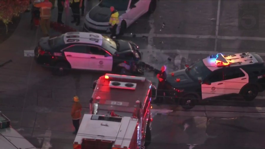 2 hospitalized after 3-car collision involving L.A. police