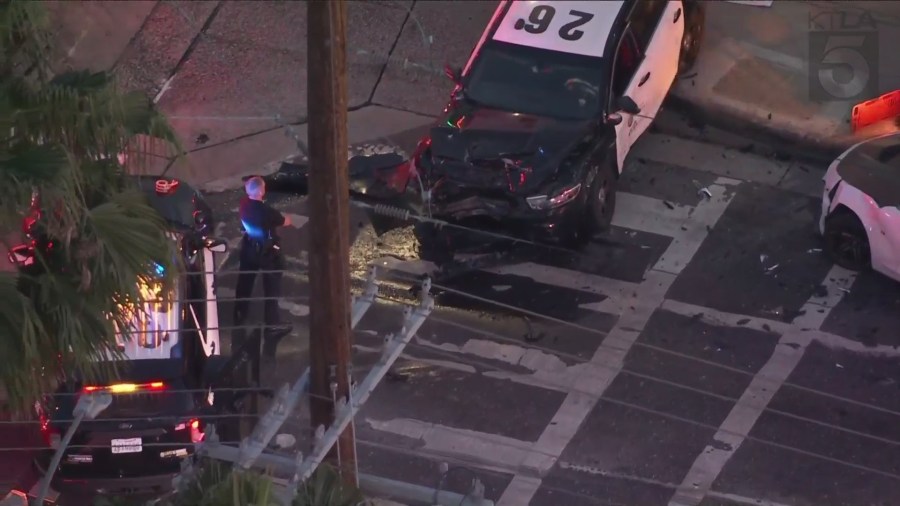 2 hospitalized after 3-car collision involving L.A. police