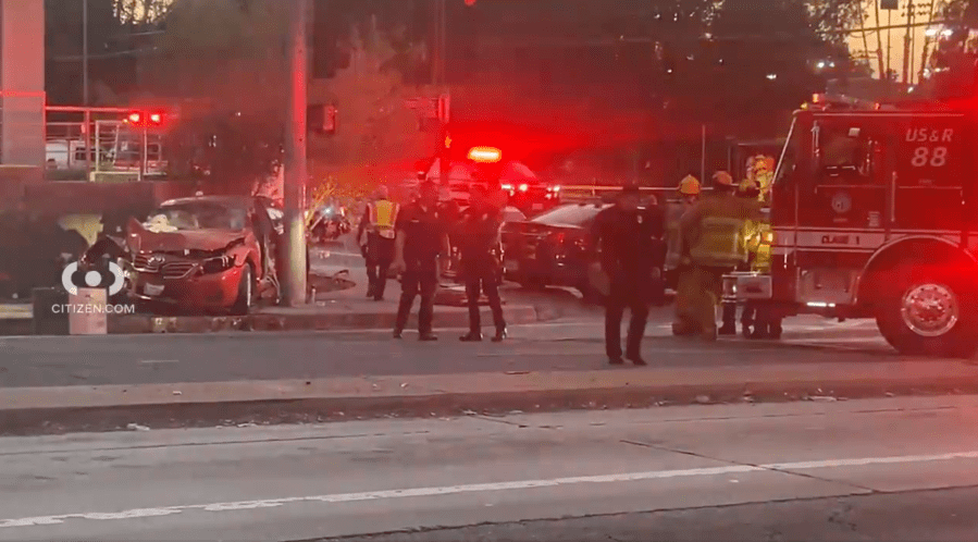 2 hospitalized after 3-car collision involving L.A. police