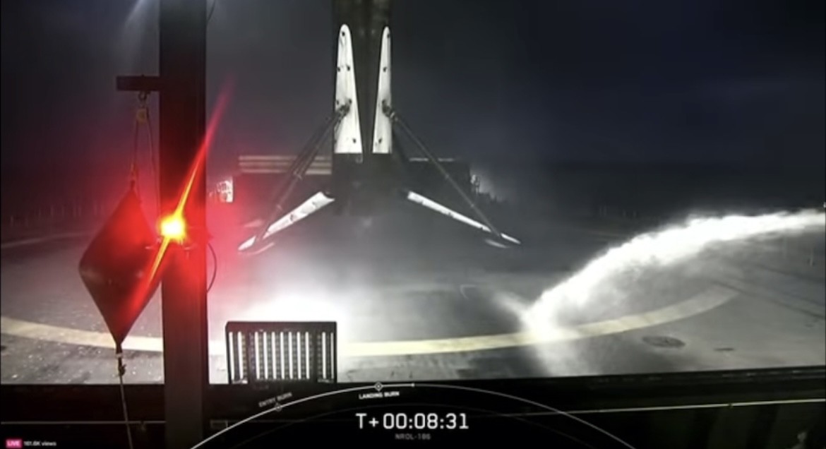 SpaceX's Falcon 9 rocket returned to earth and made a pinoint landing on the spaceport drone ship, “Of Course I Still Love You,” in the Pacific Ocean on June 28, 2024. (SpaceX)