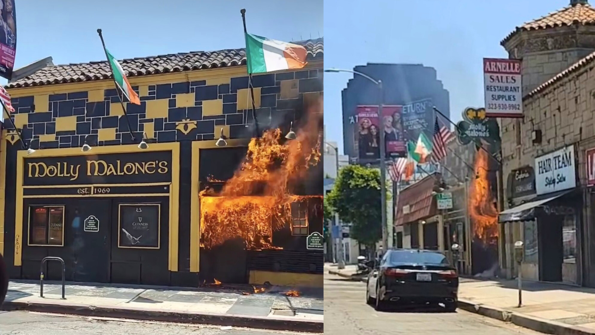 Beloved local bar, Molly Malone's Irish Pub, was seen engulfed in flames on June 20, 2024. (Karyn Bryant @kbheat / Citizen)