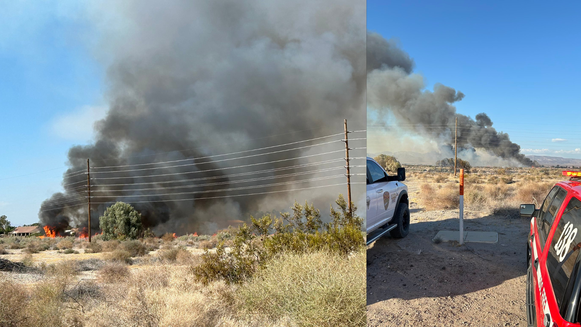 The fast-moving Needles Fire in San Bernardino County jumped across the state border to Arizona on June 22, 2024. (San Bernardino County Fire Department)