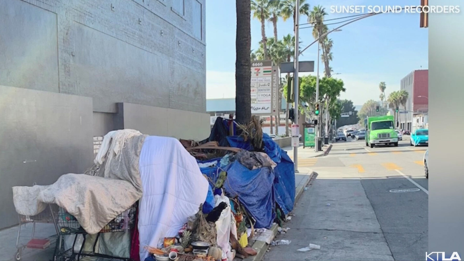 A homeless encampement outside Sunset Sound Recording Studio in Hollywood. (Sunset Sound Recording Studio)