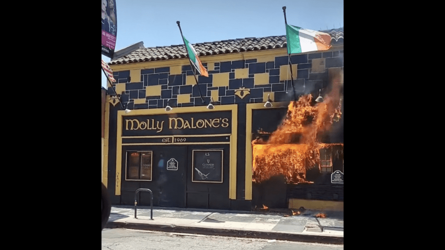 Beloved local bar, Molly Malone's Irish Pub, was seen engulfed in flames on June 20, 2024. (Karyn Bryant @kbheat)