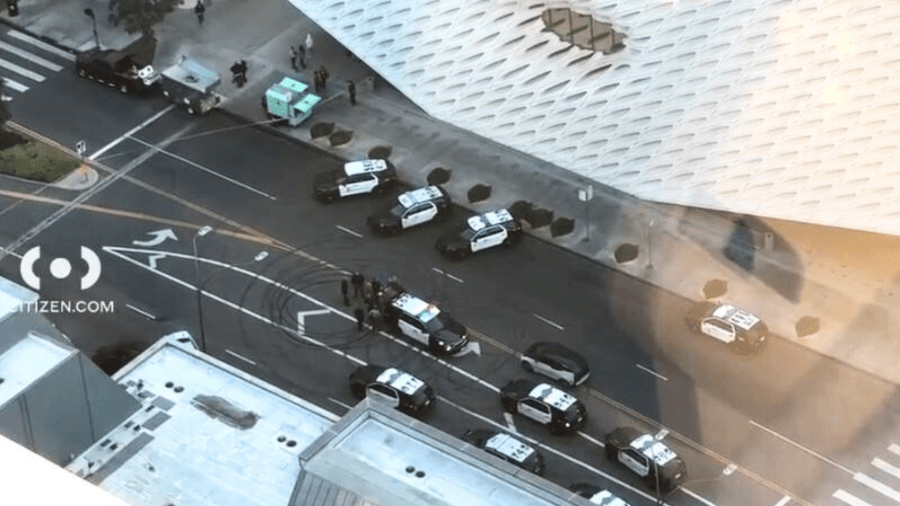 Four people were detained after a violent brawl and reports of a shooting happened outside the Walt Disney Concert Hall in downtown Los Angeles on June 13, 2024. (KTLA)