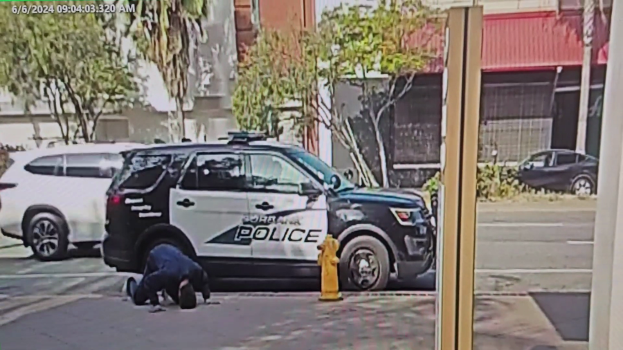 Video shared by L.A. City Council President Paul Krekorian purportedly shows two Burbank police officers drop off a distressed homeless man in L.A. jurisdiction on June 6, 2024.