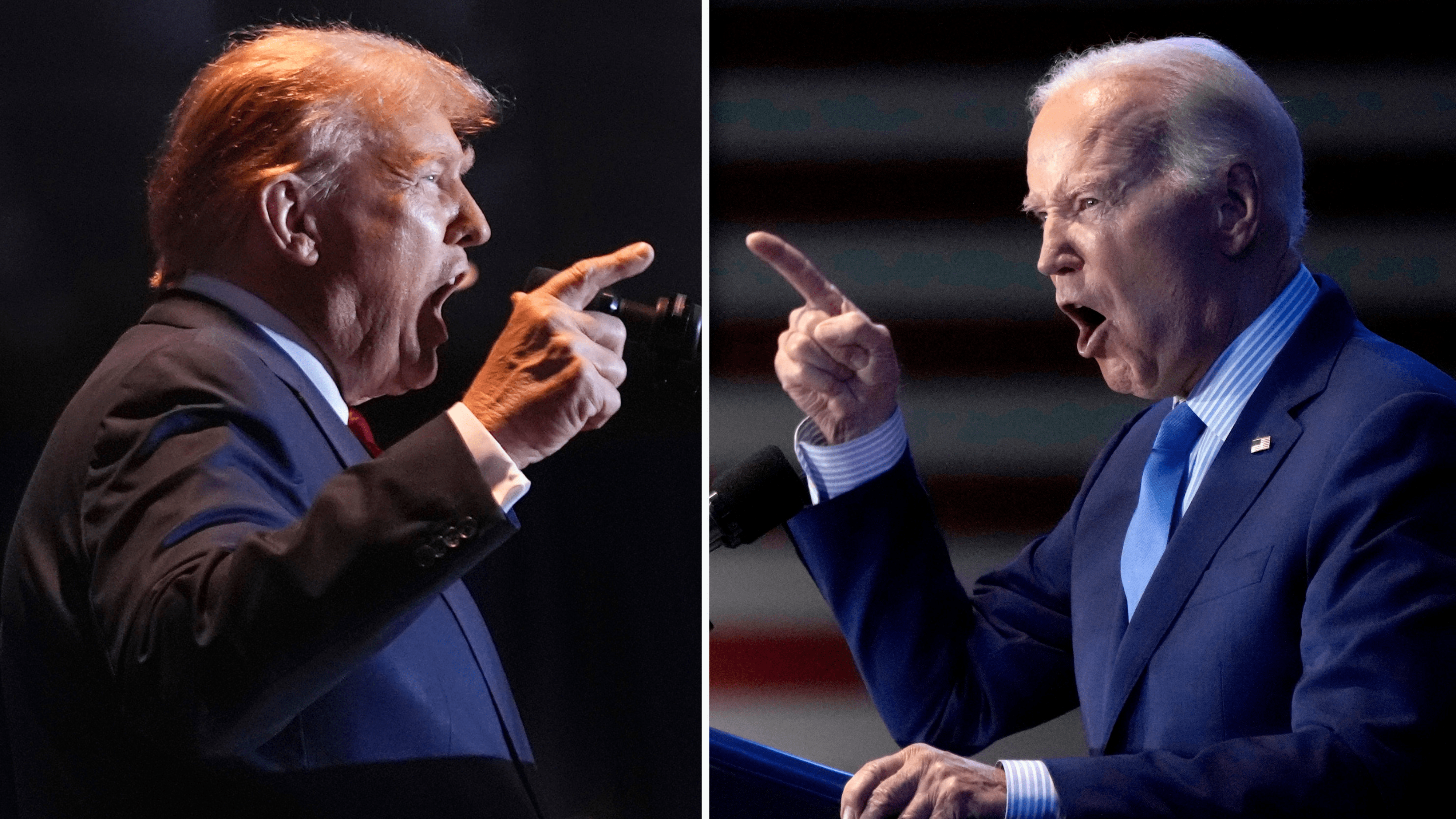 Former President Donald Trump, left, and President Joe Biden