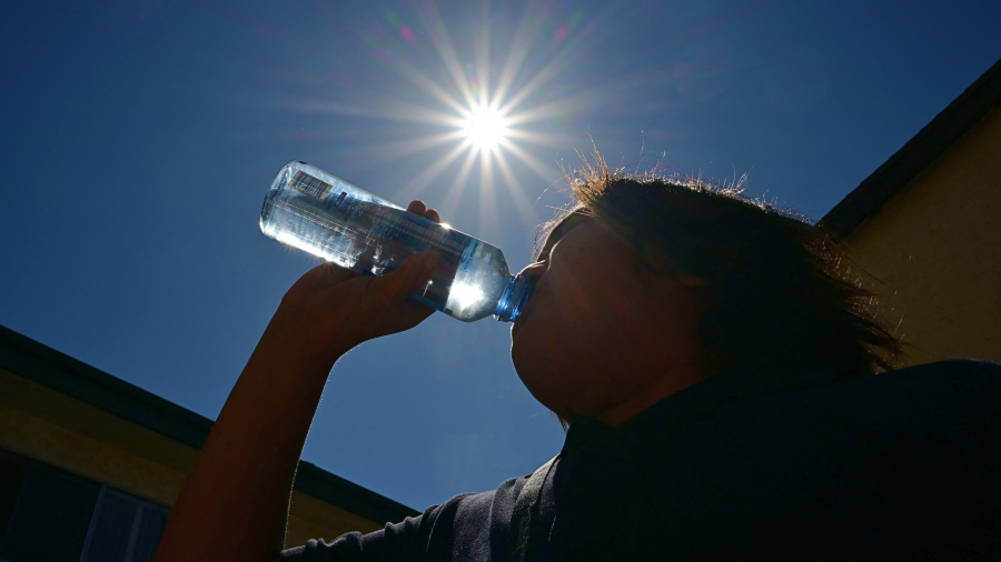 Water from a bottle