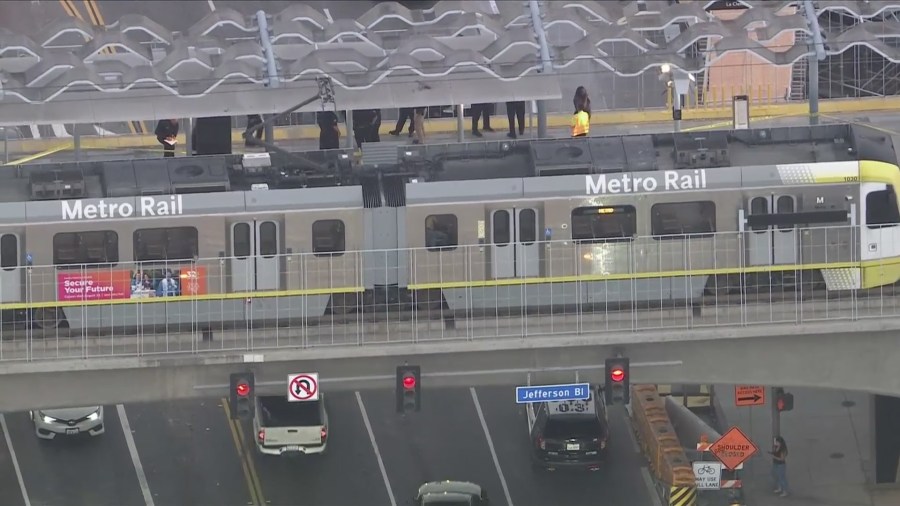 A man was killed in a shooting at a Metro train station in Baldwin Hills on June 21, 2024. (KTLA)