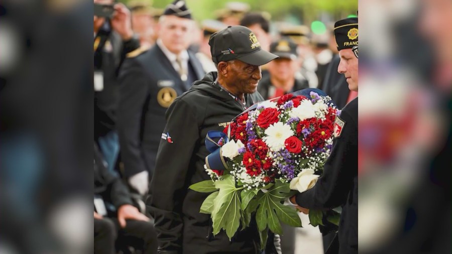 On the 80th Anniversary of D-Day, Louis Brown, 98, visited France for a ceremony where he was honored alongside other veterans who served during World War II. (Brown Family)