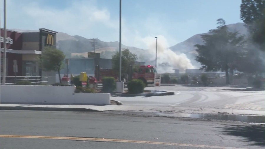 The Post Fire ignited on a hillside near a McDonald's restaurant in Gorman on June 15, 2024. (KTLA)