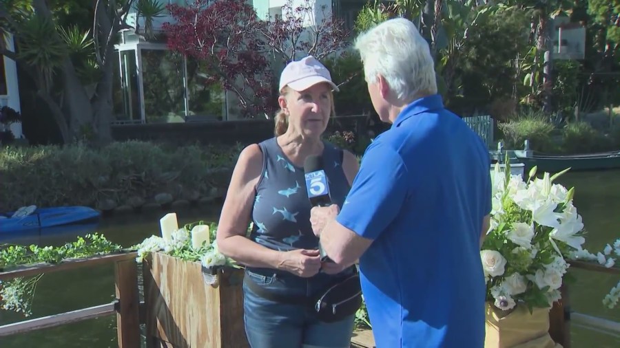 Mary Klein, the second victim of the Venice Canal attacker, was released from the hospital and attended Sarah Alden's vigil. She spoke with KTLA's Rick Chambers on June 13, 2024. (KTLA)