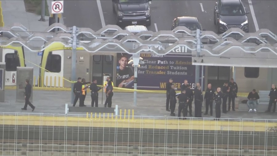 A man was killed in a shooting at a Metro train station in Baldwin Hills on June 21, 2024. (KTLA)