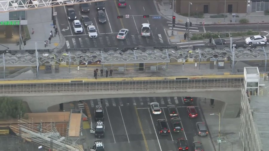 A man was killed in a shooting at a Metro train station in Baldwin Hills on June 21, 2024. (KTLA)