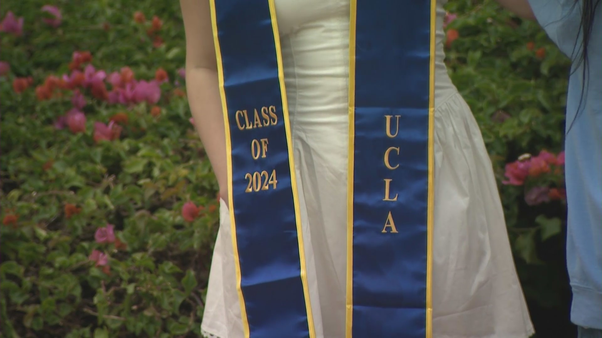 UCLA students prepare for their commencement ceremony on June 13, 2024. (KTLA)