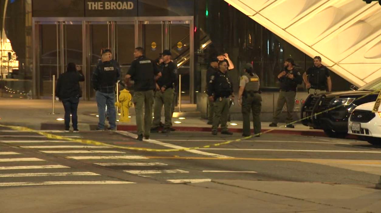 Four people were detained after a violent brawl and reports of a shooting happened outside the Walt Disney Concert Hall in downtown L.A. on June 13, 2024. (KTLA)