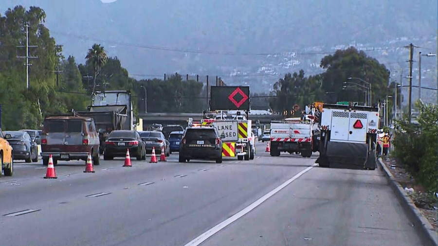 A fatal crash closes lanes of the 5 Freeway