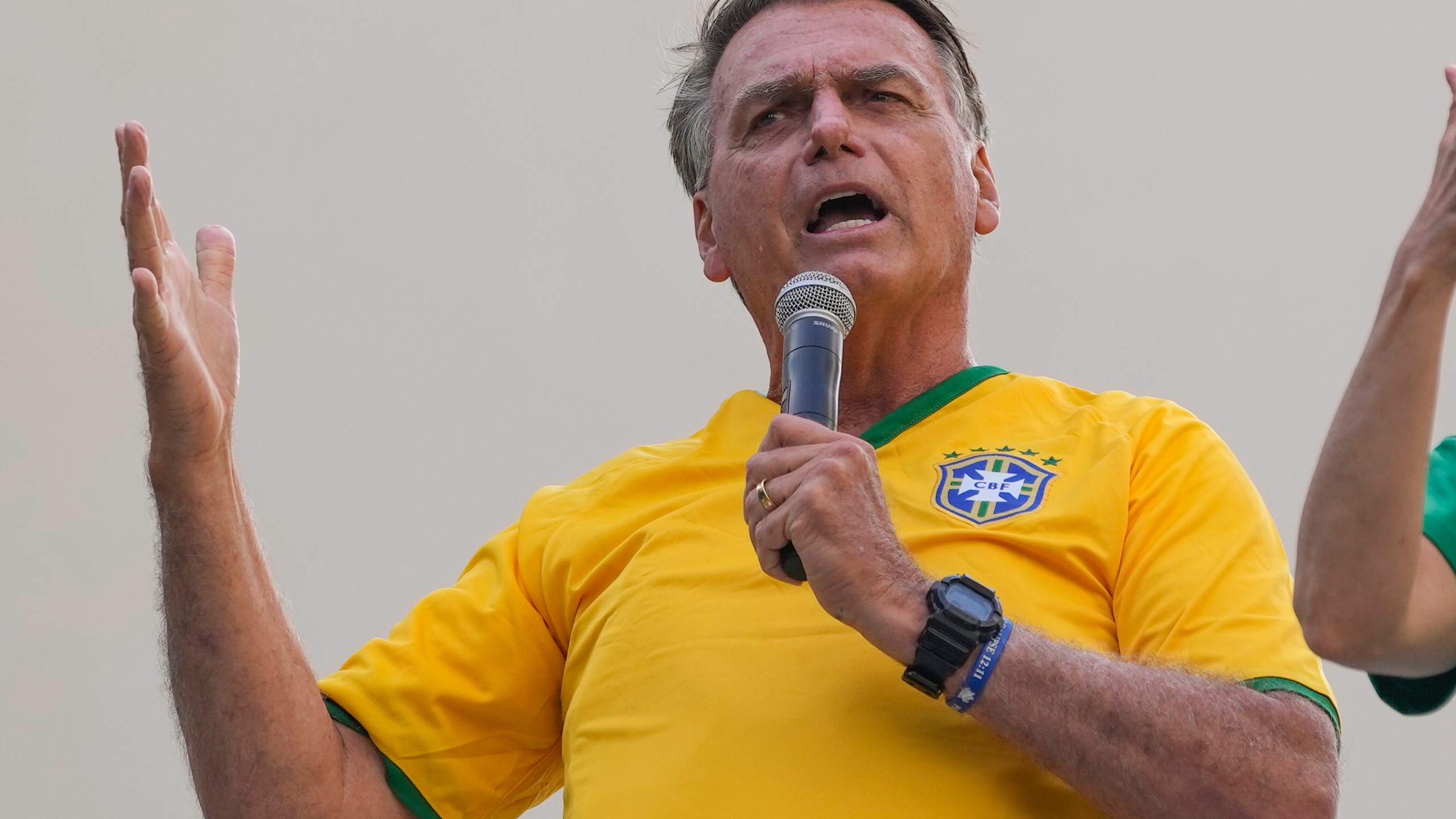 FILE - Former President Jair Bolsonaro addresses supporters during a rally in Sao Paulo, Brazil, Feb. 25, 2024. Brazilian police indicted Bolsonaro on Thursday, July 4, 2024, for money laundering and criminal association, sources say. (AP Photo/Andre Penner, File)