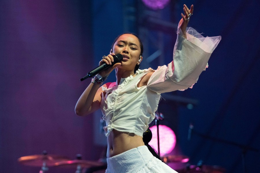 FILE - Griff performs at the Glastonbury Festival in Worthy Farm, Somerset, England, Friday, June 24, 2022. The British singer-songwriter released her debut album, “Vertigo,” on Friday. (AP Photo/Scott Garfitt, File)