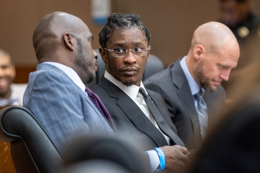 FILE - Young Thug, whose real name is Jeffery Williams, is seen at a hearing, Dec. 22, 2022, in Atlanta. On Monday, July 15, 2024, the judge who has been overseeing the long-running racketeering and gang prosecution against Young Thug and others in Atlanta was removed from the case after two defendants filed motions seeking his recusal citing a meeting the judge held with prosecutors and a state witness. (Arvin Temkar/Atlanta Journal-Constitution via AP, File)