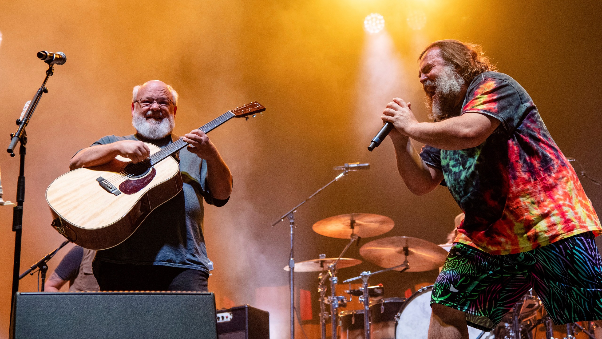 FILE - Kyle Gass, left, and Jack Black of Tenacious D perform at the Louder Than Life Music Festival in Louisville, Ky., on Sept. 22, 2022. (Photo by Amy Harris/Invision/AP, File)