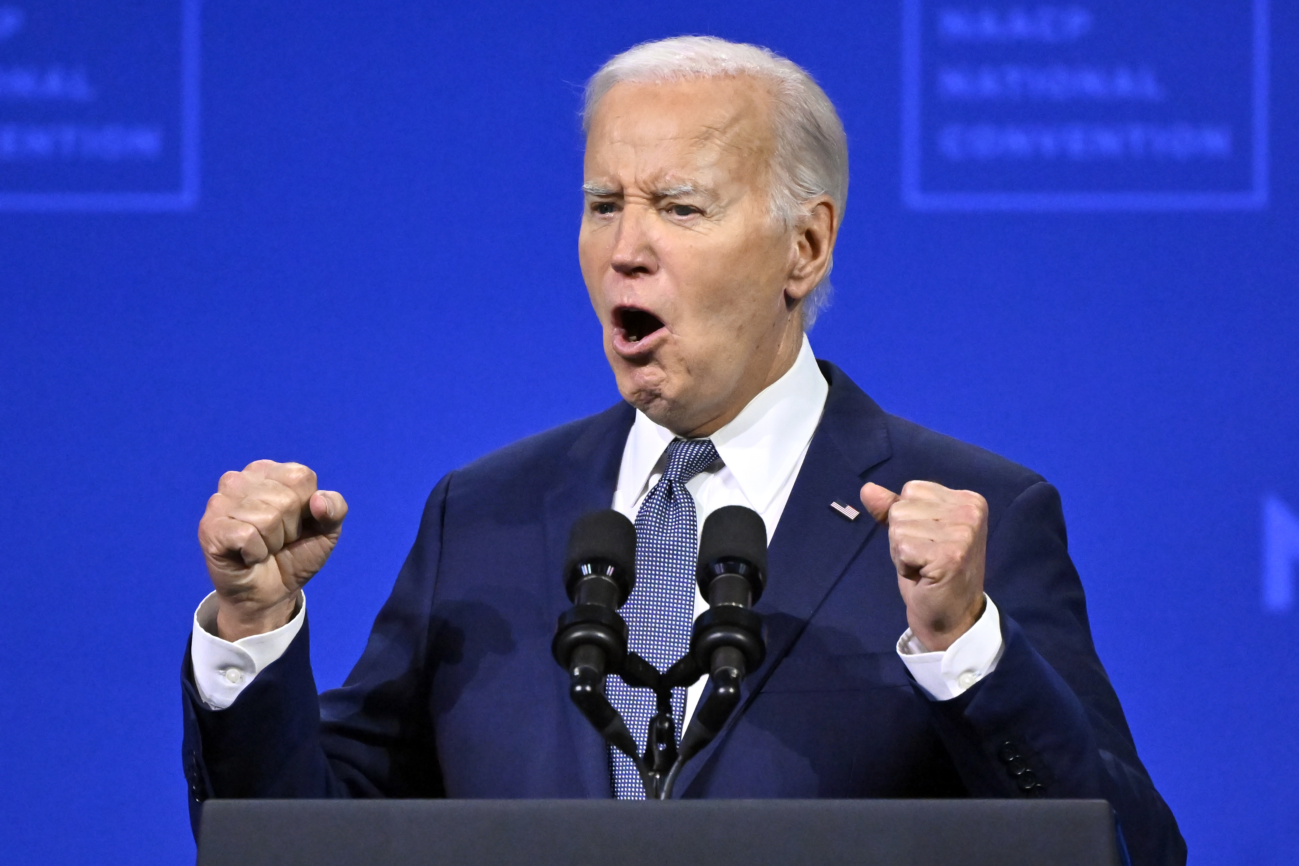 President Joe Biden speaks at the 115th NAACP National Convention in Las Vegas, Tuesday, July 16, 2024. (AP Photo/David Becker)