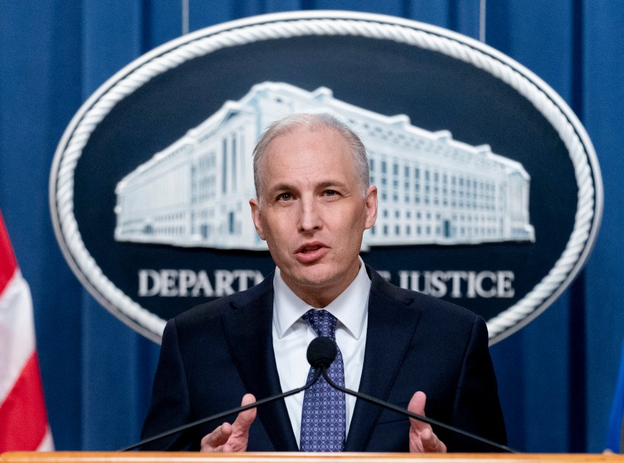 FILE - Assistant Attorney General Matthew G. Olsen of the Justice Department’s National Security Division speaks at a news conference at the Justice Department in Washington, March 16, 2022. Prosecutors said Tuesday, July 16, 2024, that the leader of a neo-Nazi extremist group based in eastern Europe has been charged with plotting to have an associate dress up as Santa Claus and hand out poisoned candy to Jewish children in New York City to sow terror. The Maniac Murder Cult's goal is to upset social order and governments via terrorism and violent acts that promote fear and chaos, according to an announcement that included Olsen and others. (AP Photo/Andrew Harnik, File)