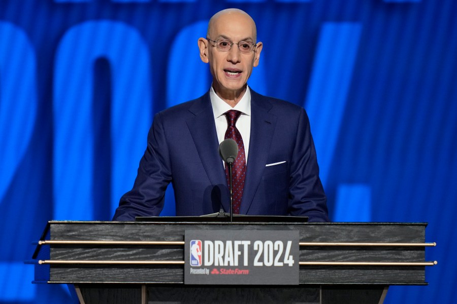 NBA commissioner Adam Silver opens the NBA basketball draft, Wednesday, June 26, 2024, in New York. (AP Photo/Julia Nikhinson)