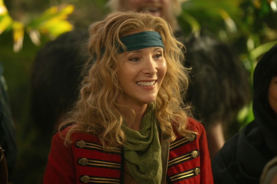 This image released by Apple TV+ shows Lisa Kudrow in a scene from the series "Time Bandits." (Matt Grace/Apple TV+ via AP)