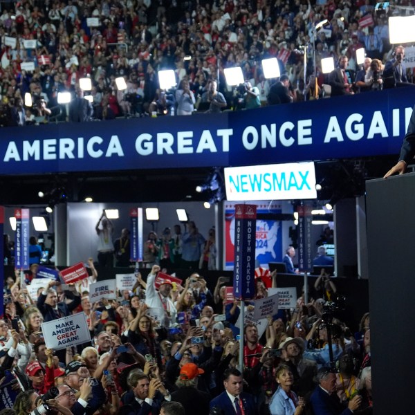 Republican presidential candidate former President Donald Trump arrives for the final day of the Republican National Convention at the Fiserv Forum, Thursday, July 18, 2024, in Milwaukee. (AP Photo/Evan Vucci)